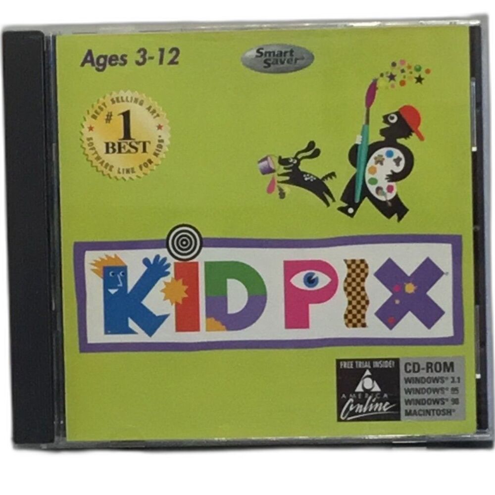 Kid Pix Deluxe 3 PC Mac CD-ROM Software Broderbund Vintage Art Disc